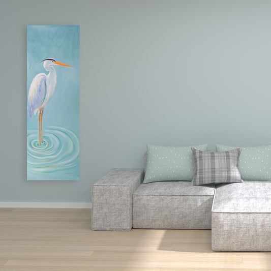 Toile de chambre à coucher représentant un grand héron bleu | Décoration murale pour la maison