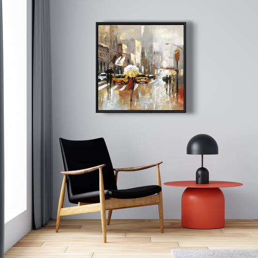 Toile grise contemporaine pour chambre à coucher | Art des personnes avec parapluies