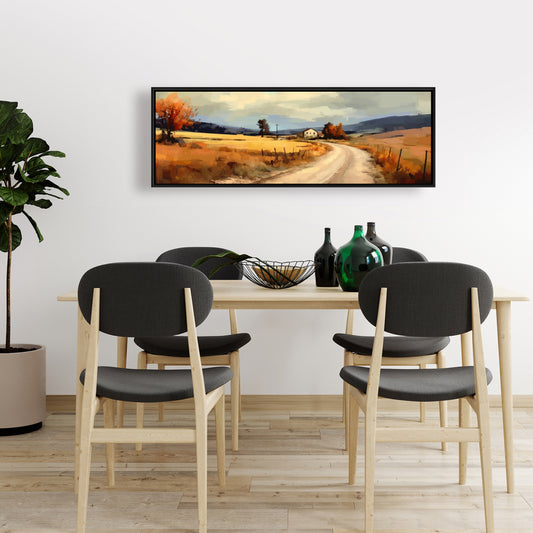 Toile encadrée « Chemin de campagne » – Décoration de salon avec paysages blancs