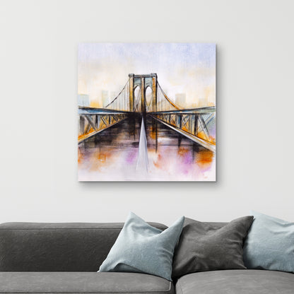 Toile romantique bleue colorée du pont de Brooklyn - Décoration d'intérieur