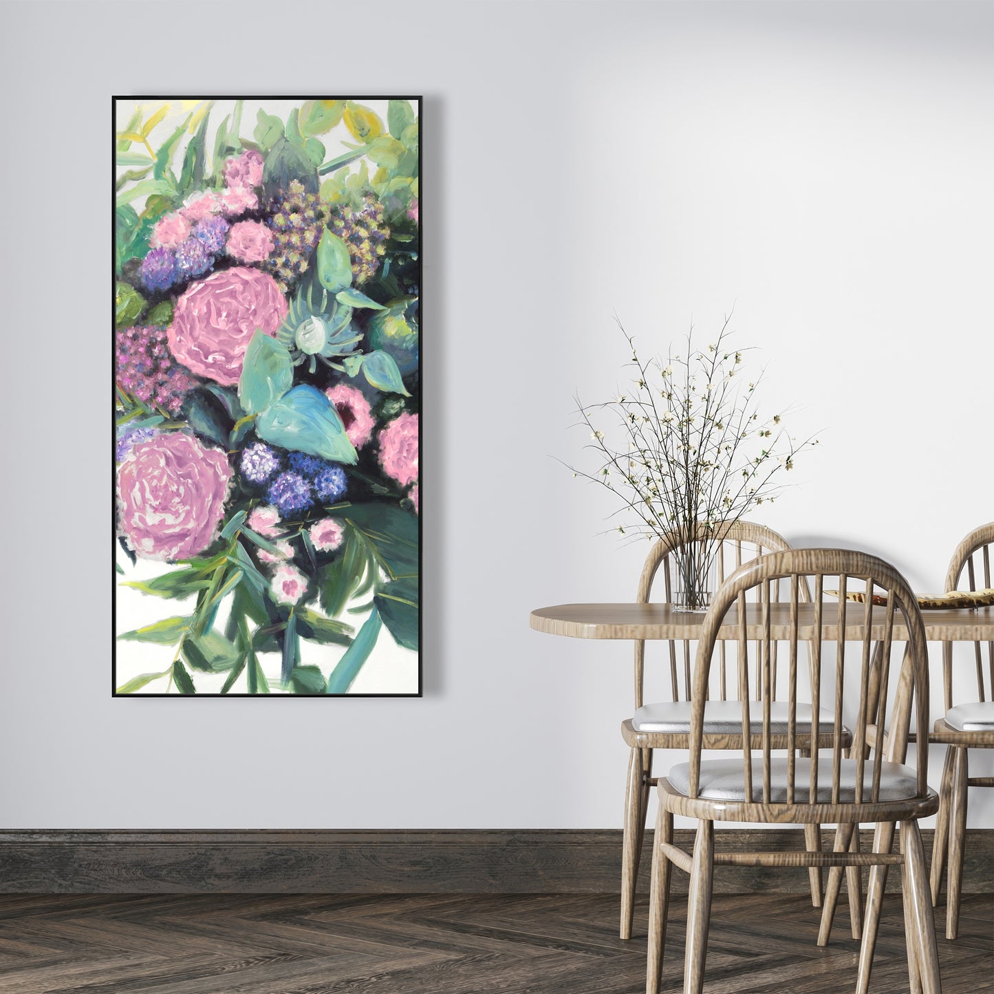 Mélodie de fleurs fuchsia - Toile encadrée florale violette