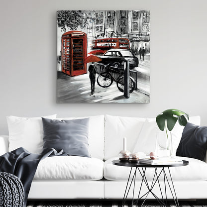 European Street Canvas - Cities Gray Contemporary Home Decor