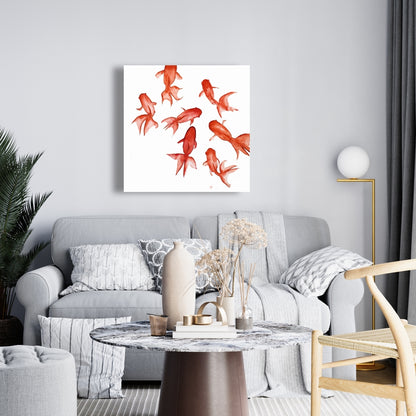 Red Fishes Canvas | Aquatic Animals Bedroom Decor Wall Art