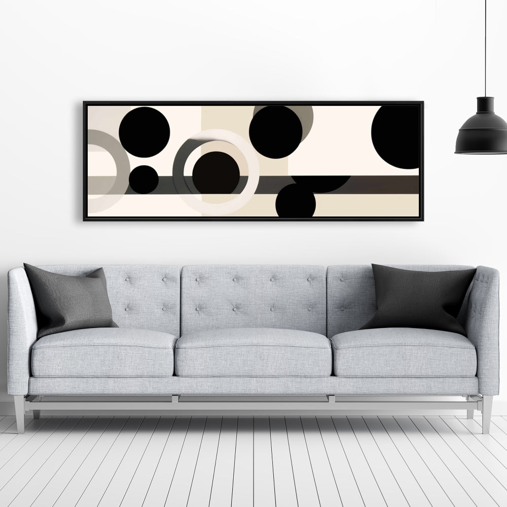 Toile encadrée blanche minimaliste aux formes groupées | Décoration d'intérieur