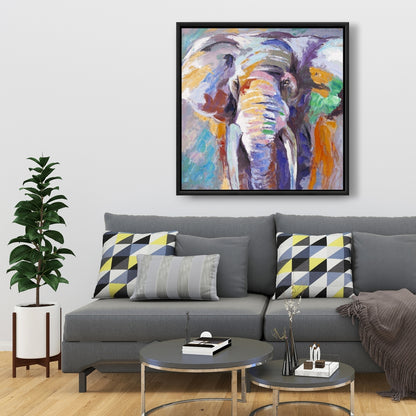 Éléphant aux couleurs pastel | Toile décorative violette pour chambre à coucher