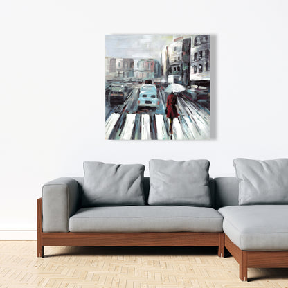 Abstract Pedestrian Crossing Canvas | Contemporary Bedroom Art