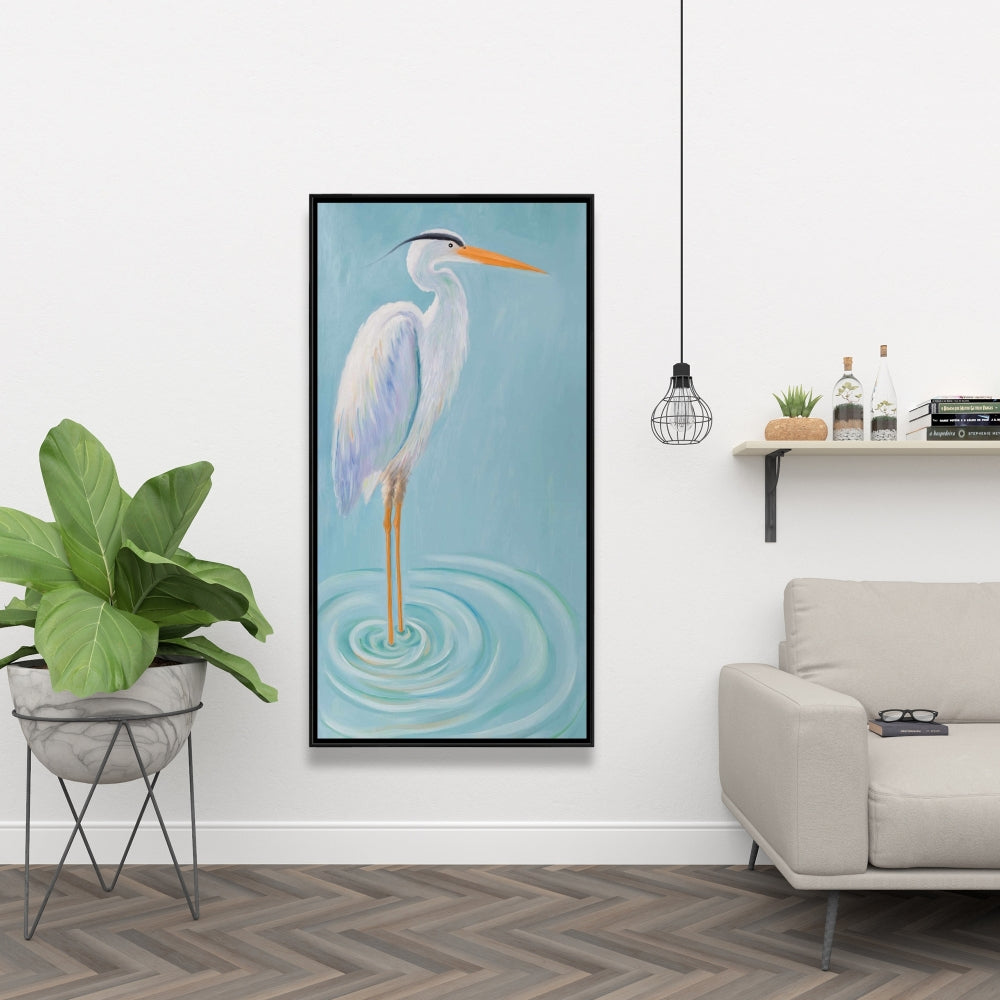 Toile Grand Héron Bleu | Oiseau marin encadré pour décoration intérieure