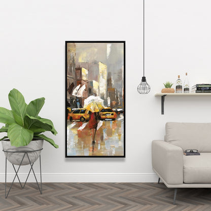 Toile grise contemporaine pour chambre à coucher | Art des personnes avec parapluies