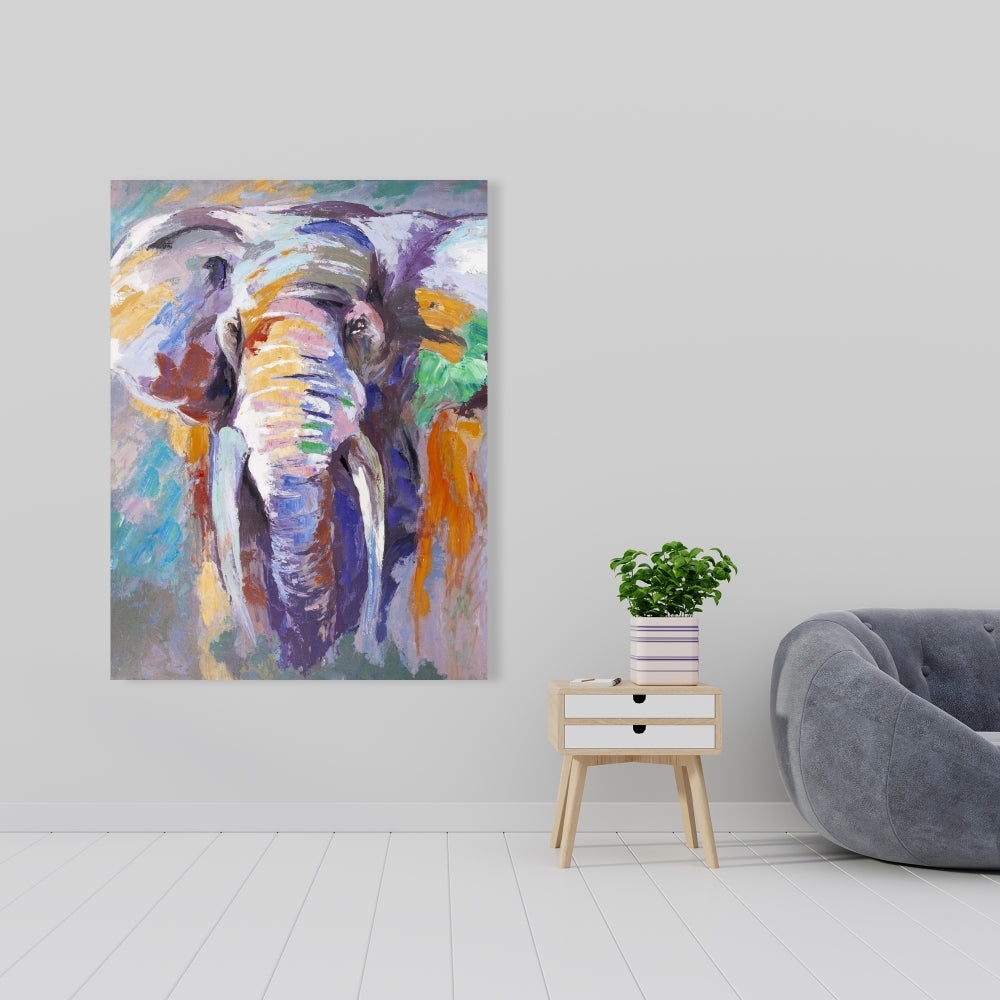 Purple Elephant Canvas - Pastel Home Decor | Animal Art