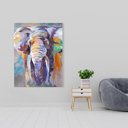 Purple Elephant Canvas - Pastel Home Decor | Animal Art