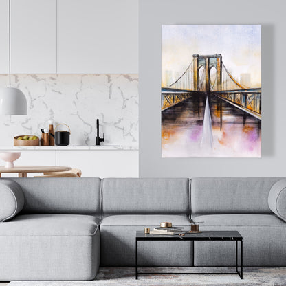 Toile romantique bleue colorée du pont de Brooklyn - Décoration d'intérieur