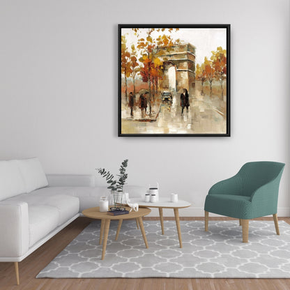 Arc de Triomphe en automne | Toile encadrée orange