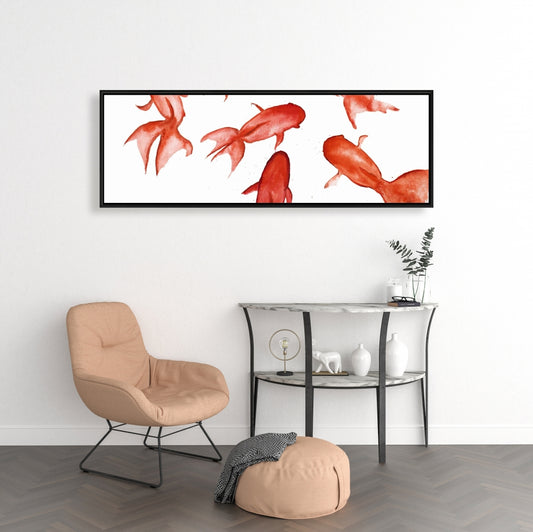 Toile Animaux d'Asie | Poissons rouges, décoration d'intérieur encadrée