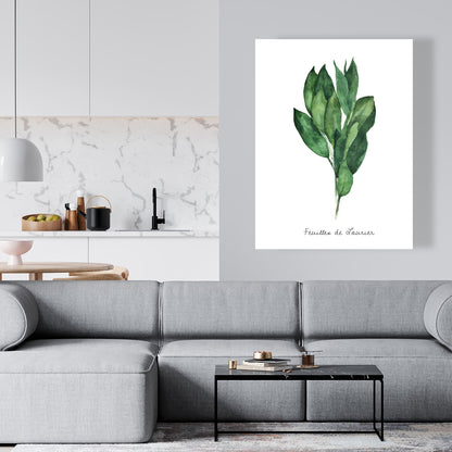 Toile décorative « Feuilles de laurier » – Décoration d'intérieur | Feuilles blanches