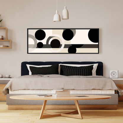 Toile encadrée blanche minimaliste aux formes groupées | Décoration d'intérieur