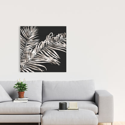 Toile botanique exotique à feuilles tropicales dorées | Décoration d'intérieur