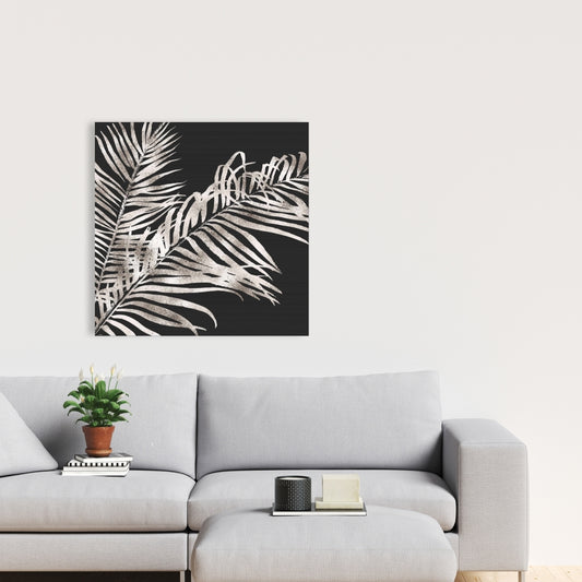 Toile botanique exotique à feuilles tropicales dorées | Décoration d'intérieur