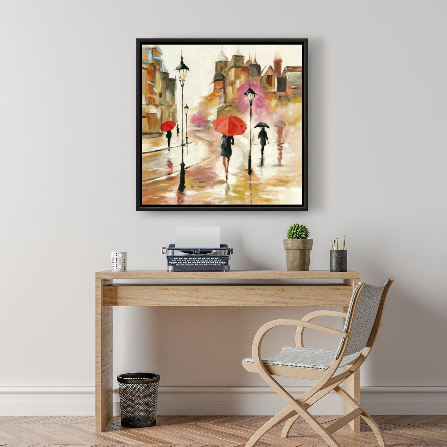 Toile encadrée « Passants sous parapluies » | Décoration d'intérieur moderne