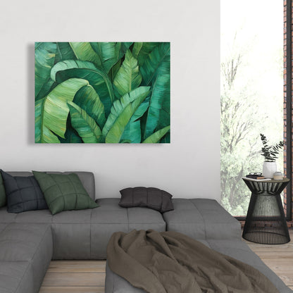 Toile verte à feuilles denses | Décoration murale pour chambre