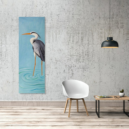 Toile bleu marine Héron cendré | Décoration murale