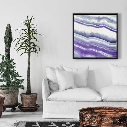 Toile encadrée Géode violette | Décoration de salon abstraite