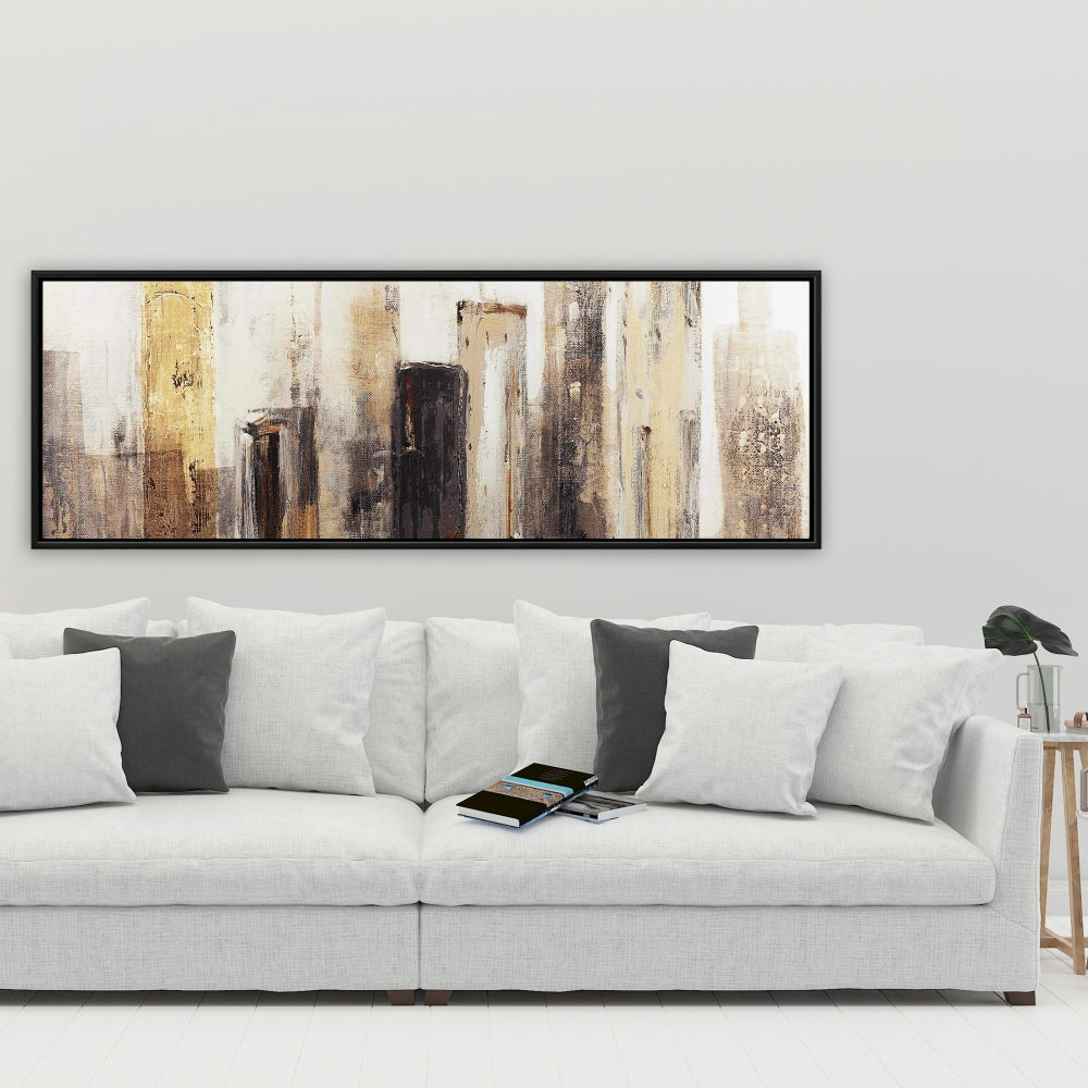 Toile urbaine aux tons terreux | Décoration industrielle encadrée marron