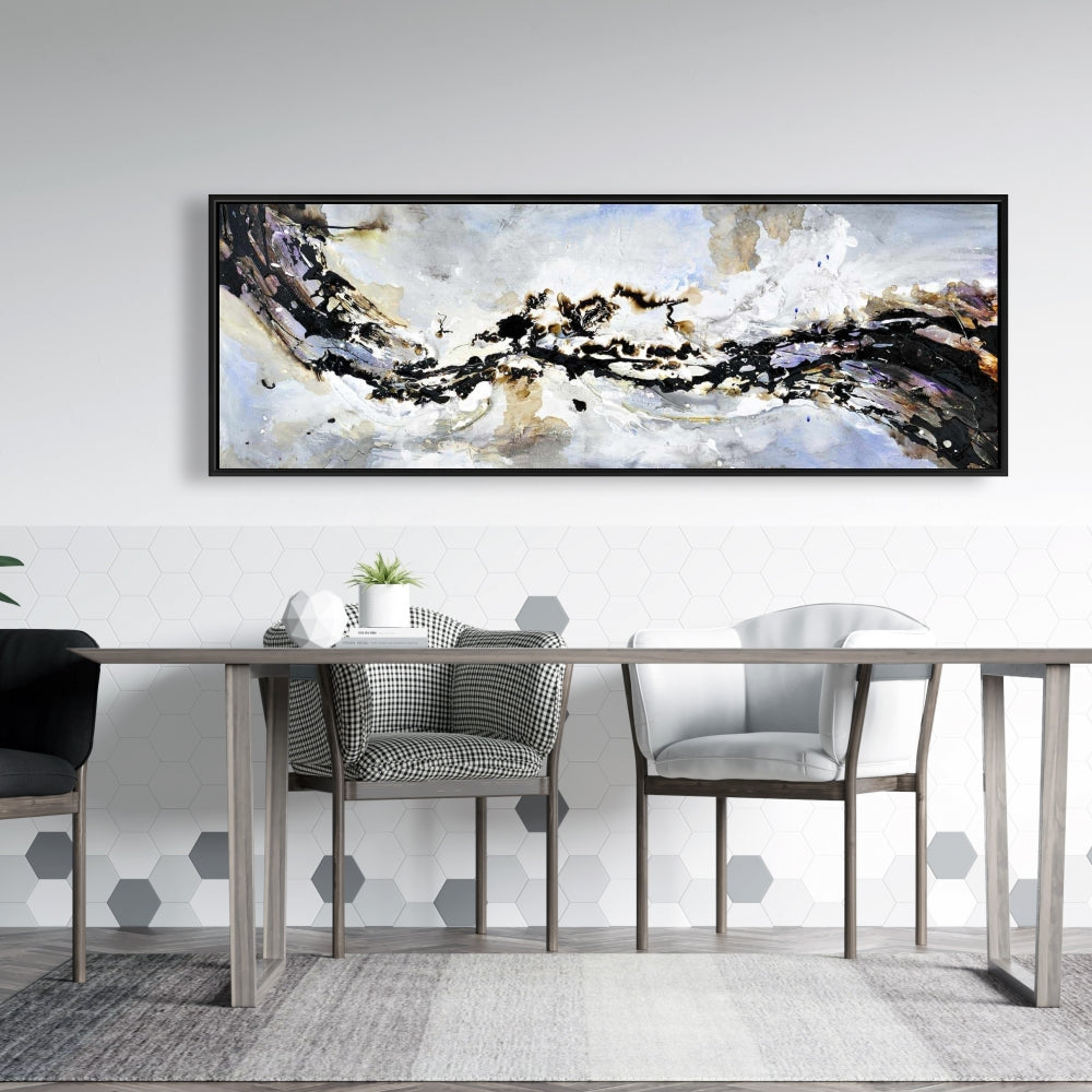 Toile texturée à vagues abstraites | Art encadré à formes bleues