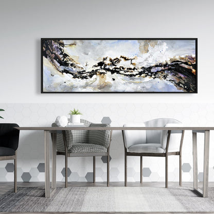 Toile texturée à vagues abstraites | Art encadré à formes bleues