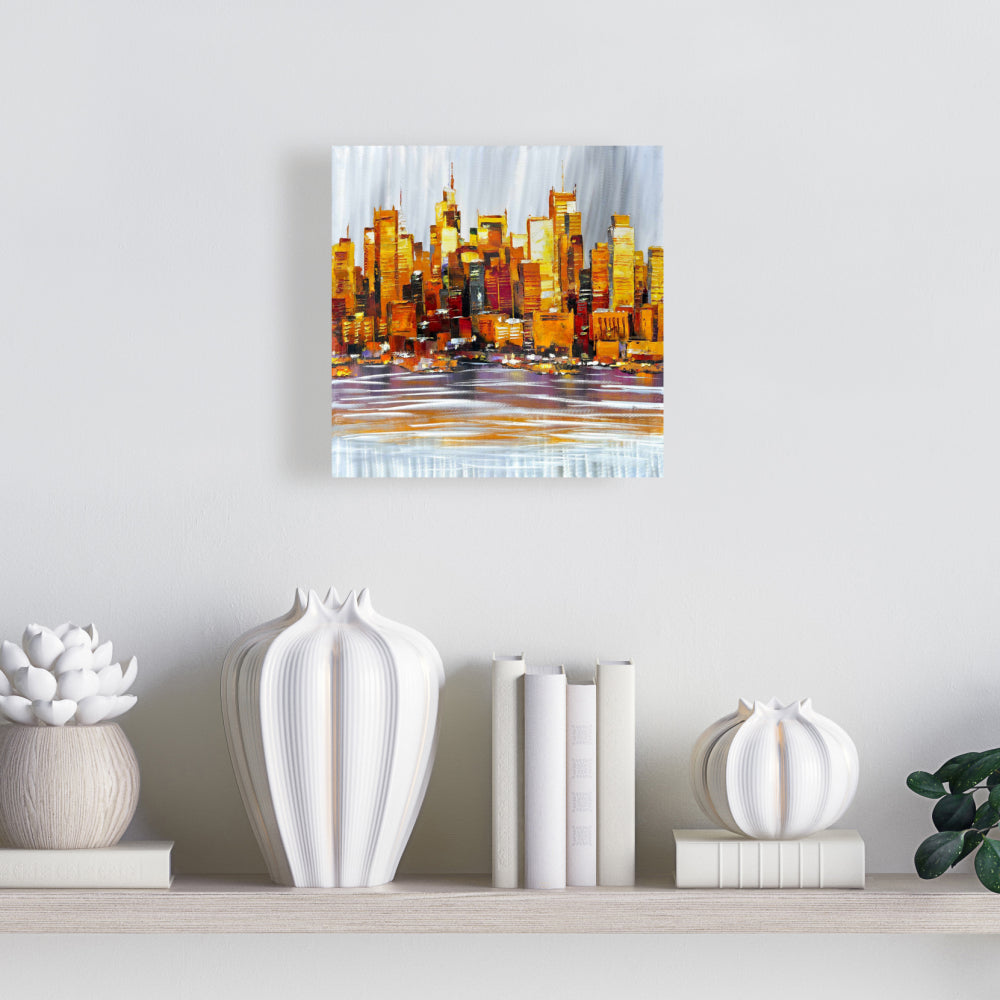 Orange Buildings Canvas | Contemporary Bedroom Wall Art Decor