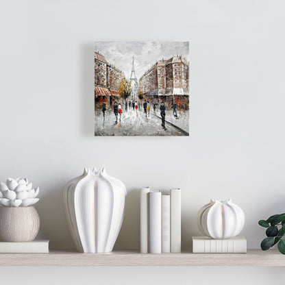 Paris Busy Street Canvas | Contemporary Brown Cities Decor
