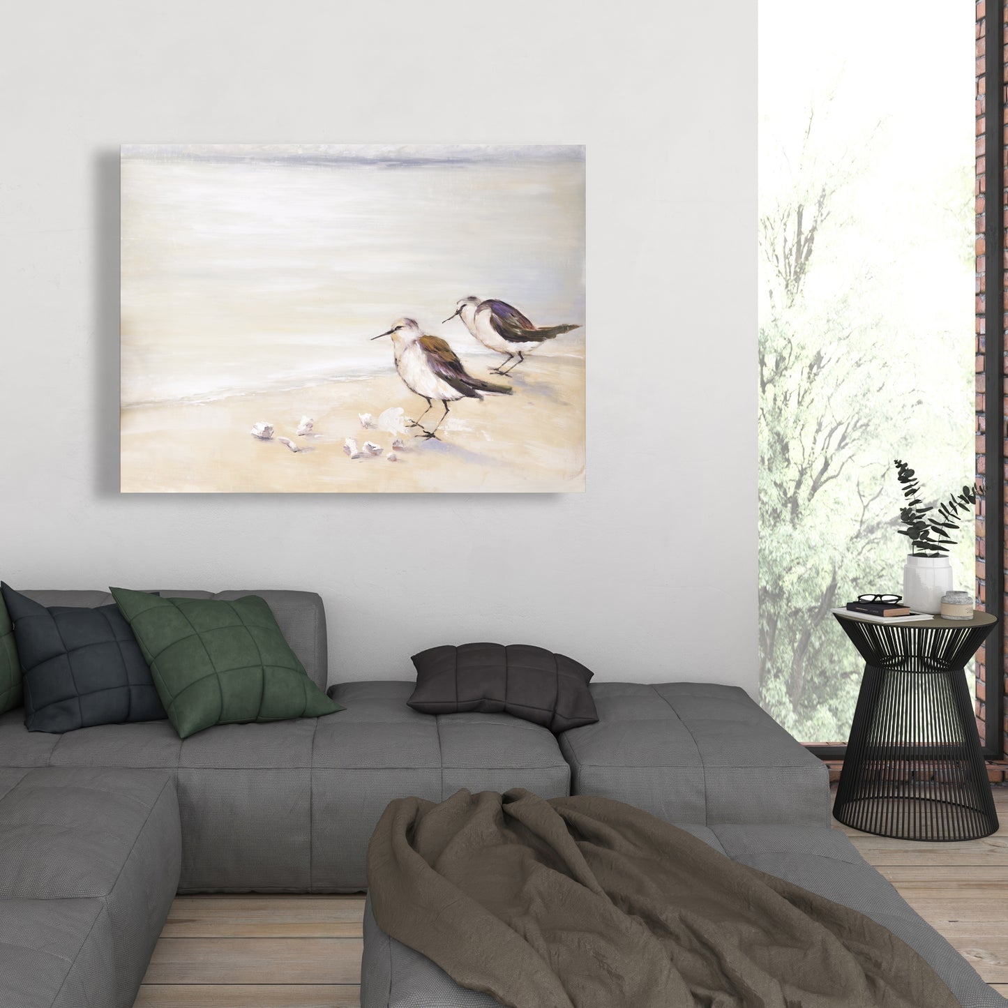 Two Sandpipers on the Beach Canvas - Bird Marine Bedroom Decor