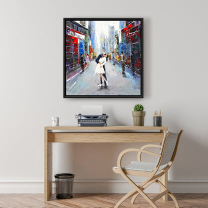 Blue Bedroom Canvas | Kiss of Times Square Framed Wall Art