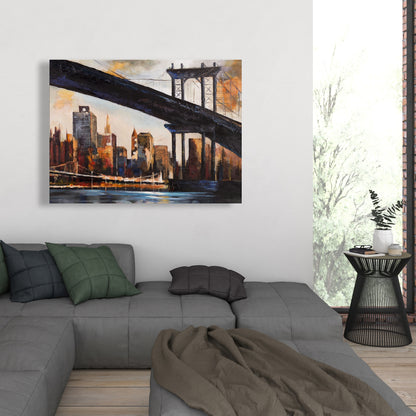 Toile Coucher de soleil sur New York | Décoration de chambre Villes brunes