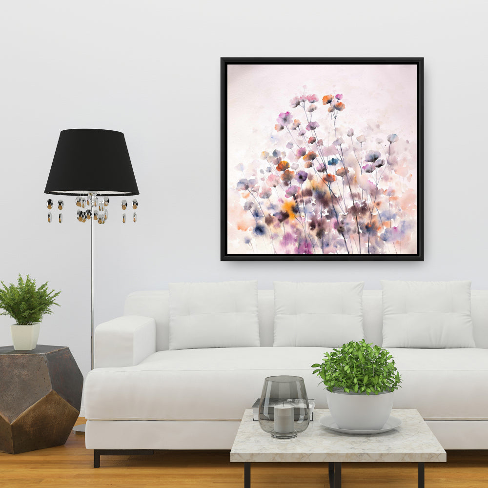 Wildflowers Framed Canvas - Romantic Floral Bedroom Decor
