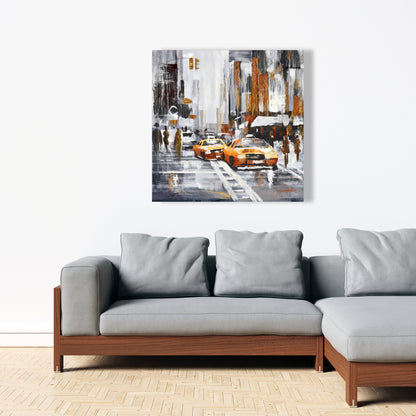 Abstract Citystreet Canvas - Yellow Taxis | Home Decor Art