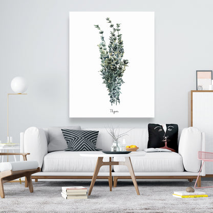 Toile illustrée « Feuilles de thym » | Décoration d'intérieur