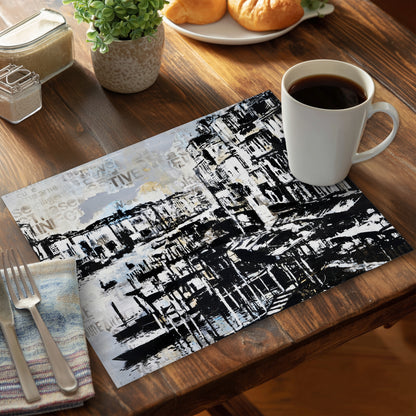 Abstract venise port - 14"x18" Polyester Placemat