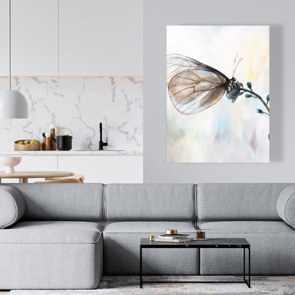 Butterfly on Blue Flowers Canvas - Bedroom Home Decor