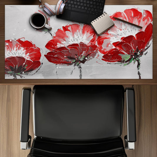 Wild Flowers Desk Mat - Gray Background | Home Decor Essential