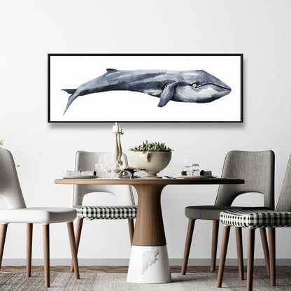 Watercolor Whale Blue Framed Canvas | Aquatic Home Decor
