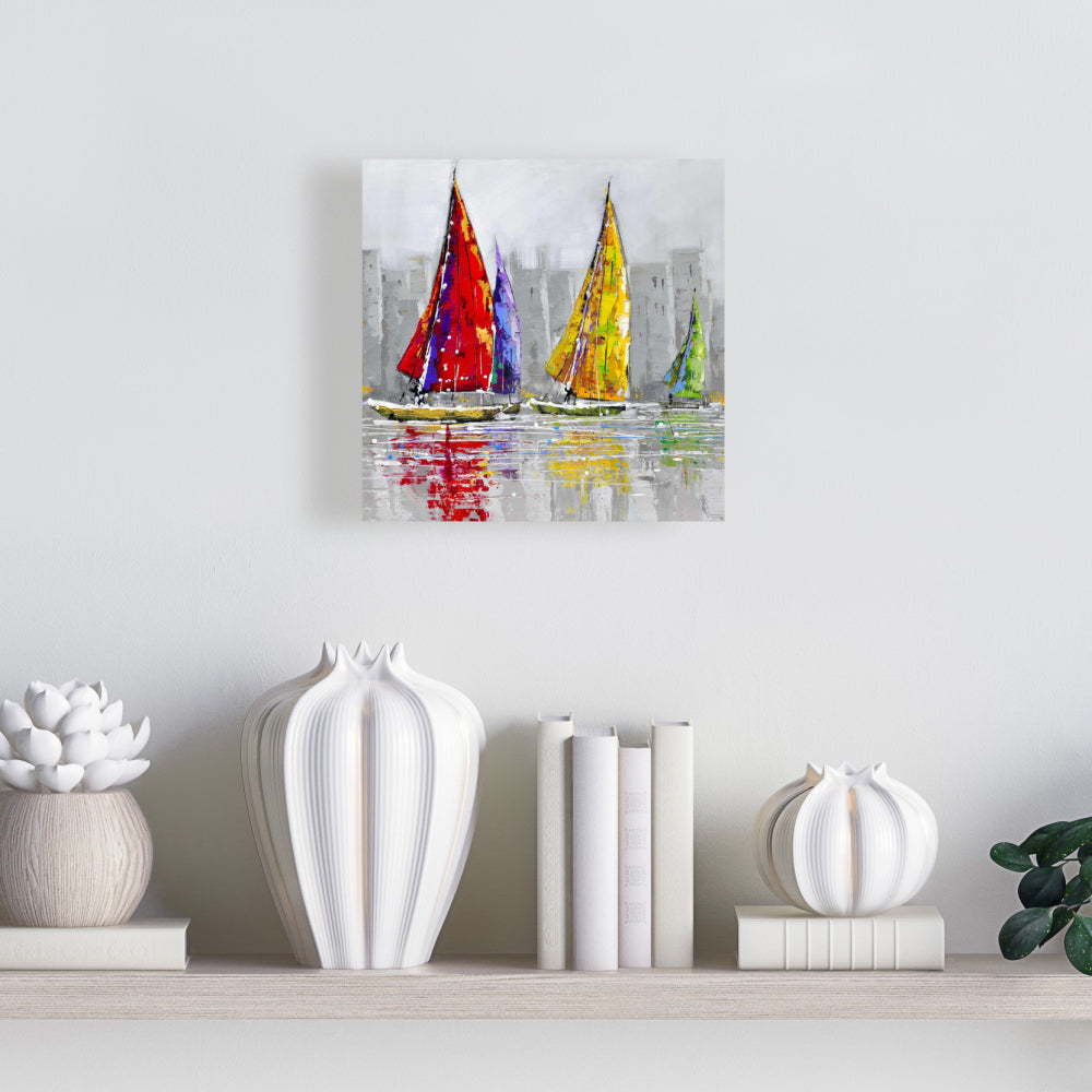Sailboats in the Wind Canvas - Contemporary Bedroom Wall Art