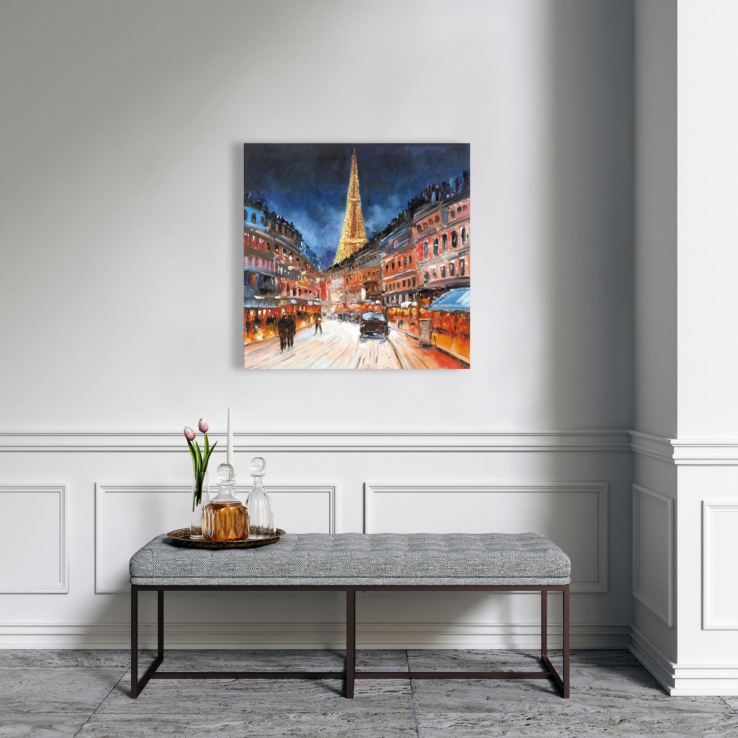 Illuminated Paris Canvas - Building Bedroom Street Decor