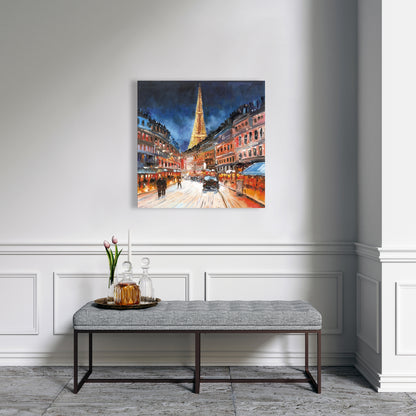 Illuminated Paris Canvas - Building Bedroom Street Decor