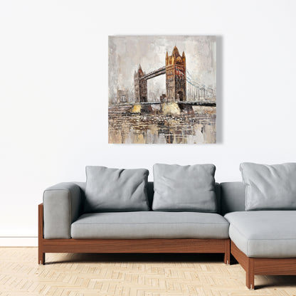 Contemporary Orange London Tower Bridge Canvas - Home Decor
