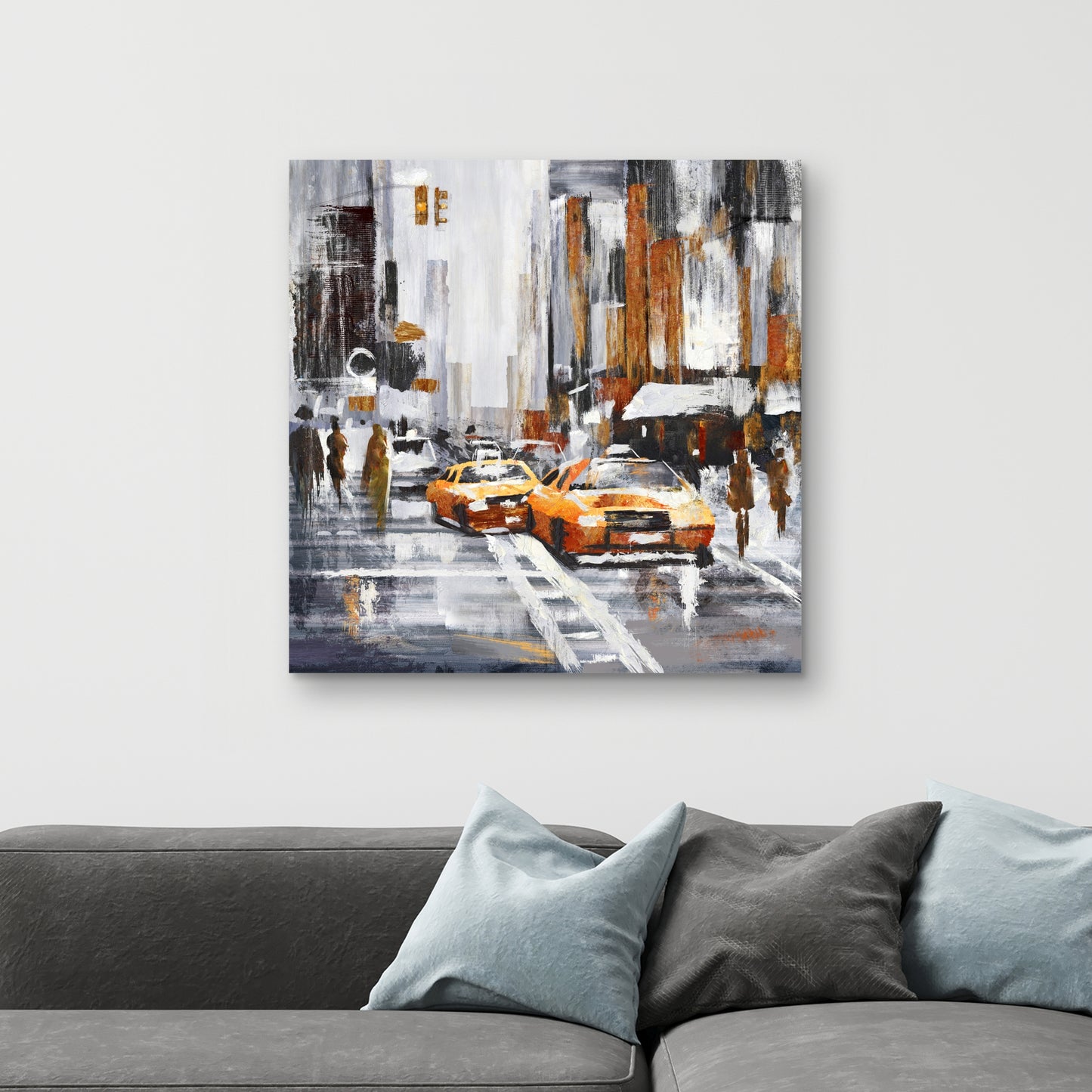 Abstract Citystreet Canvas - Yellow Taxis | Home Decor Art