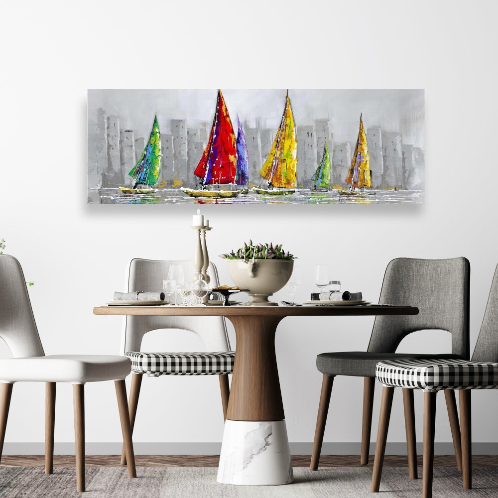 Sailboats in the Wind Canvas - Contemporary Bedroom Wall Art