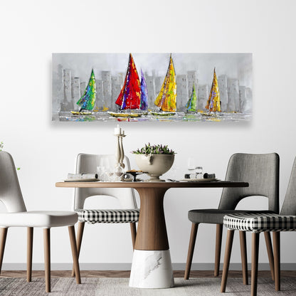 Sailboats in the Wind Canvas - Contemporary Bedroom Wall Art