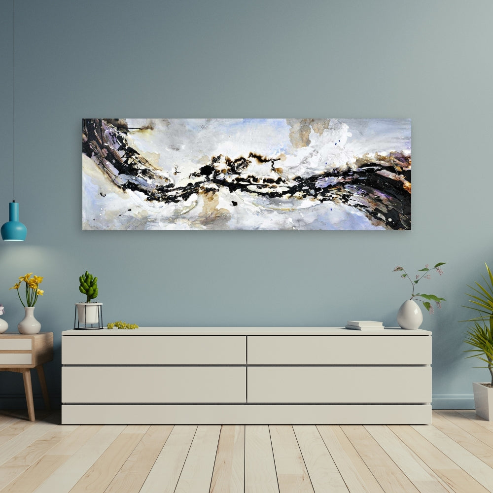 Toile texturée à motif vague abstraite bleue | Décoration d'intérieur