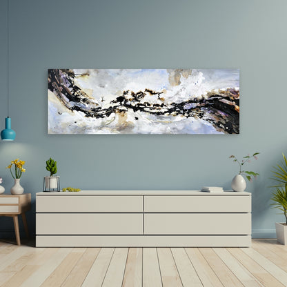 Toile texturée à motif vague abstraite bleue | Décoration d'intérieur