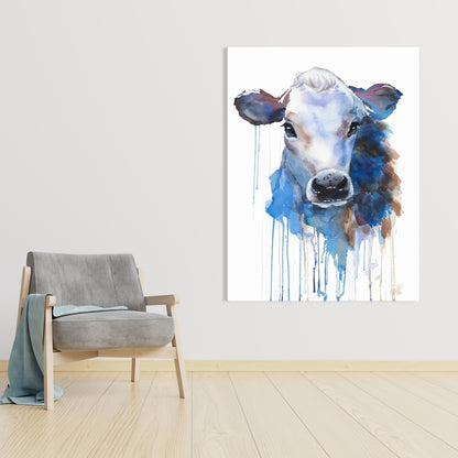 Watercolor Jersey Cow Canvas | Farm Animal Kitchen Decor